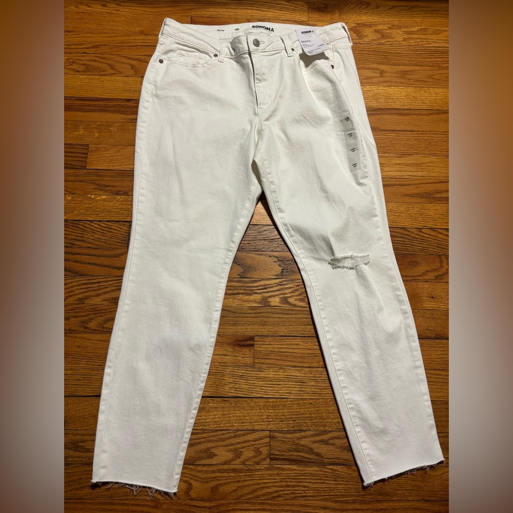 Sonoma White Distressed Skinny Jeans for Women NWT